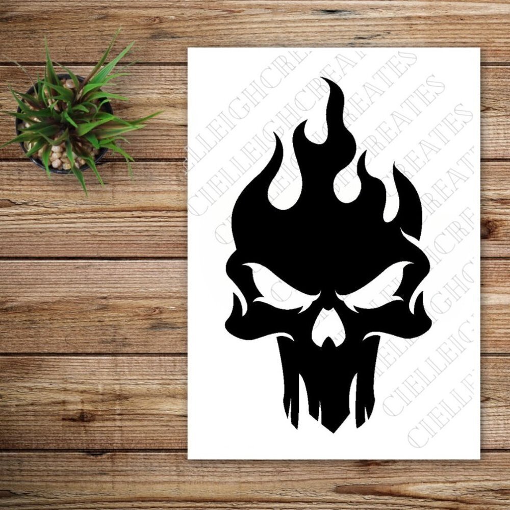 *2 for $20* Flaming Skull Vinyl Decal Sticker Handcrafted